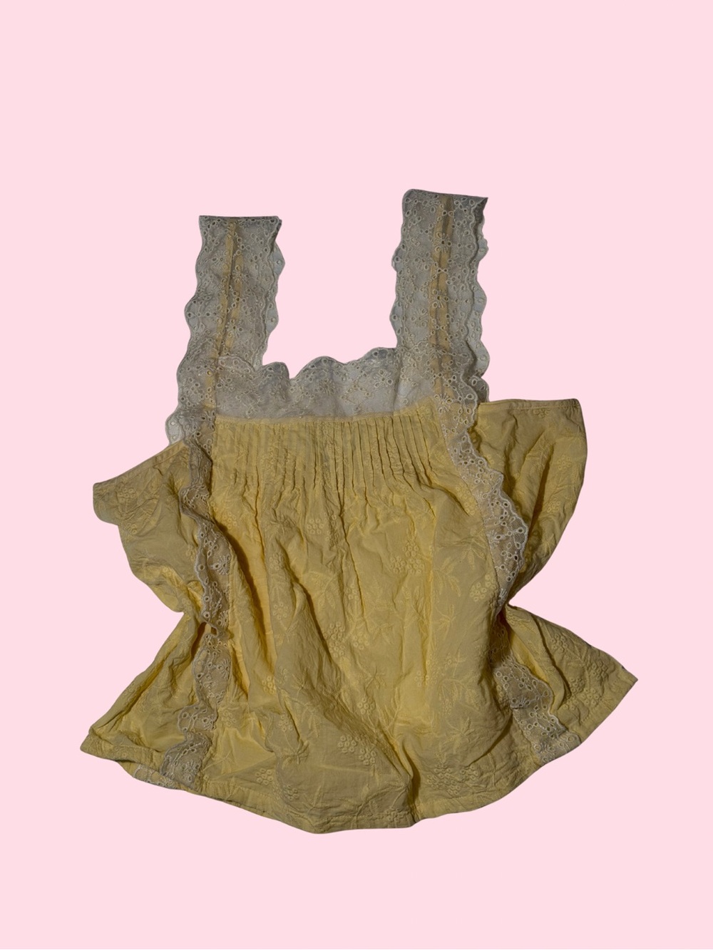 Celebrity Pink Yellow Eyelet Lace-Trim Cami Top